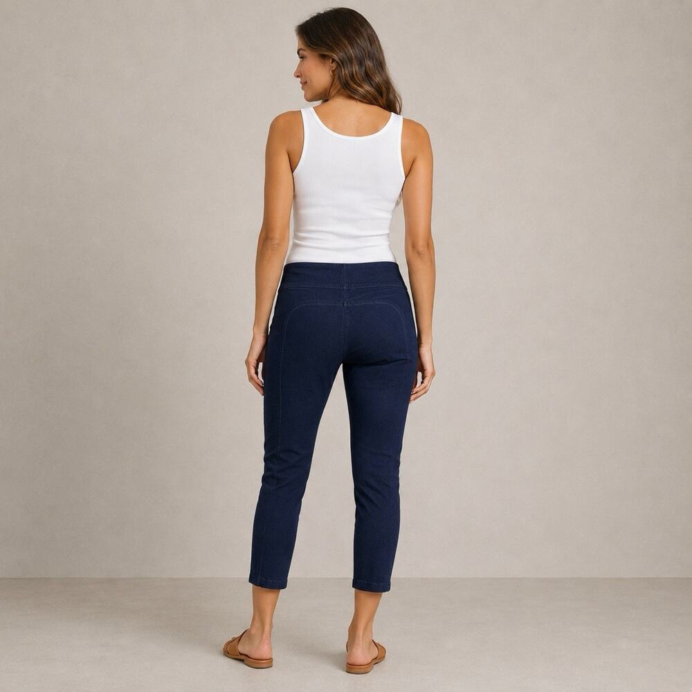 Diane von Furstenberg DVF Pull On Cropped Pants Women’s Size 14 Blue Stretch Cot
